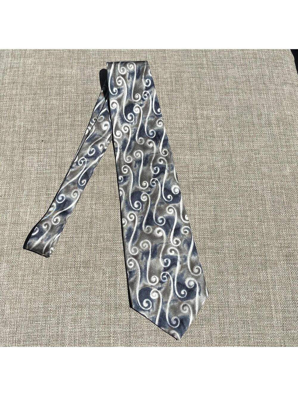 Pierre Cardin Blue Grey Swirl 100% Silk Tie